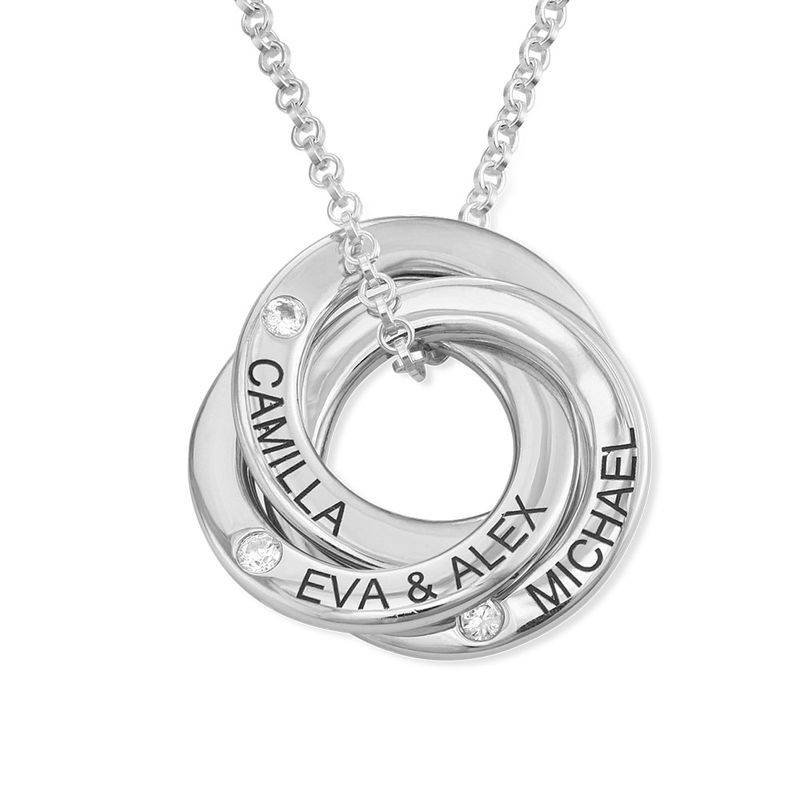 Russian Ring Necklace with Cubic Zirconia Stones in Sterling Silver product photo