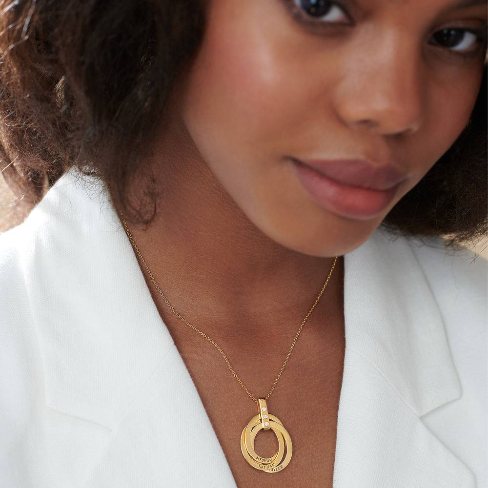 Collar de Anillo Ruso con Diamante en Oro Vermeil-6 foto de producto
