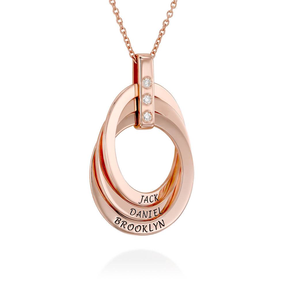 Russische Ring Ketting met Diamanten in 18K Rosé Goud Verguld-2 Productfoto