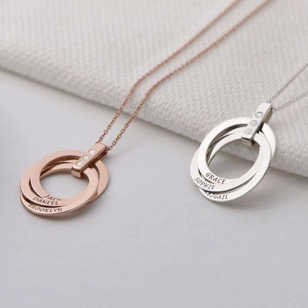 Russian Ring Necklace with Diamonds in Rose Gold Plating product photo