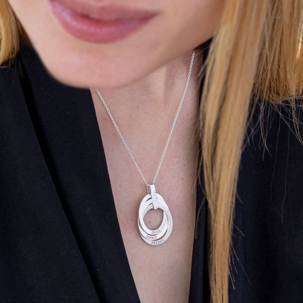 Collar de Anillo Ruso con Diamante en Plata de Ley-6 foto de producto