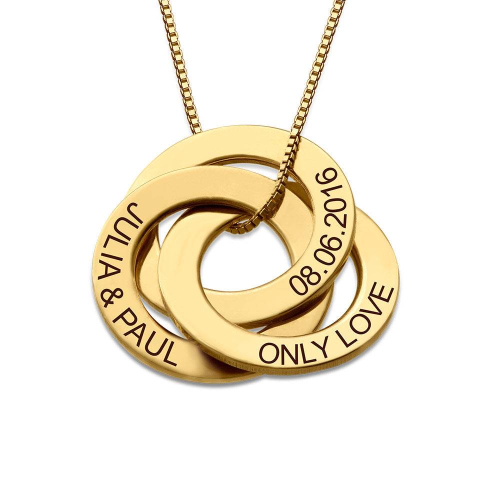 Russisk ring-halskæde med indgravering - Guldbelagt sølv-2 produkt billede