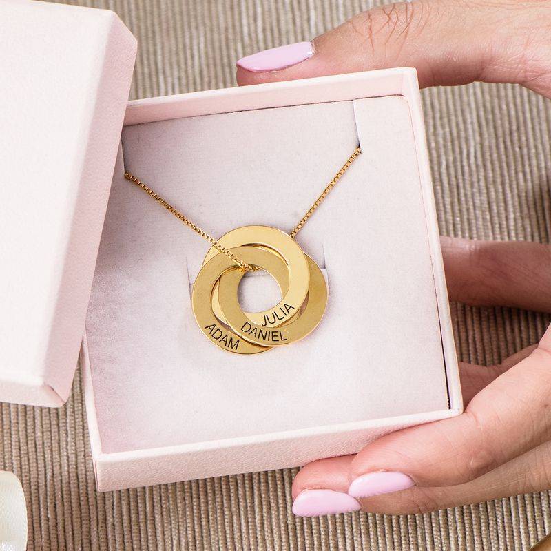 Collar de anillo ruso grabado en oro Vermeil-6 foto de producto