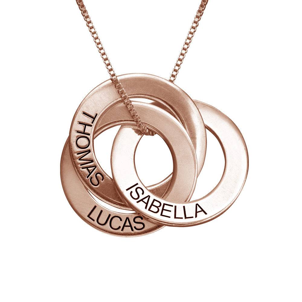 Russische Ringkette mit 3 Ringen aus rosévergoldetem Silber Produktfoto