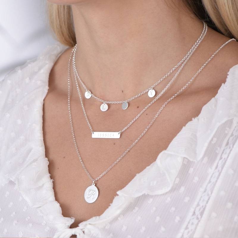 Initial halskæde med kursiv skrift i sølv-5 produkt billede
