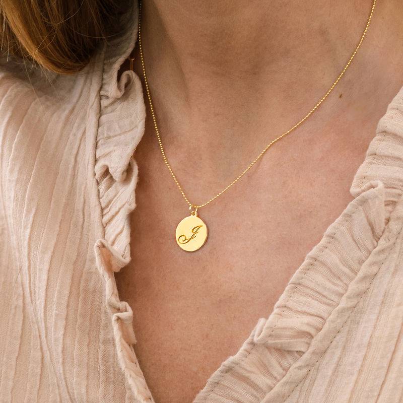 Script Initial Pendant Necklace in 10k Solid Gold-3 product photo