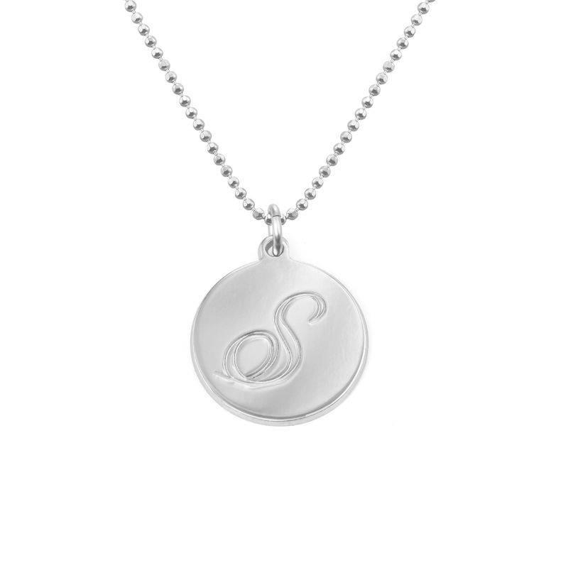 Script Initial Pendant Necklace in 10k White Gold-1 product photo