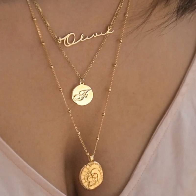 Script Initial Pendant Necklace in 18k Gold Plating-2 product photo