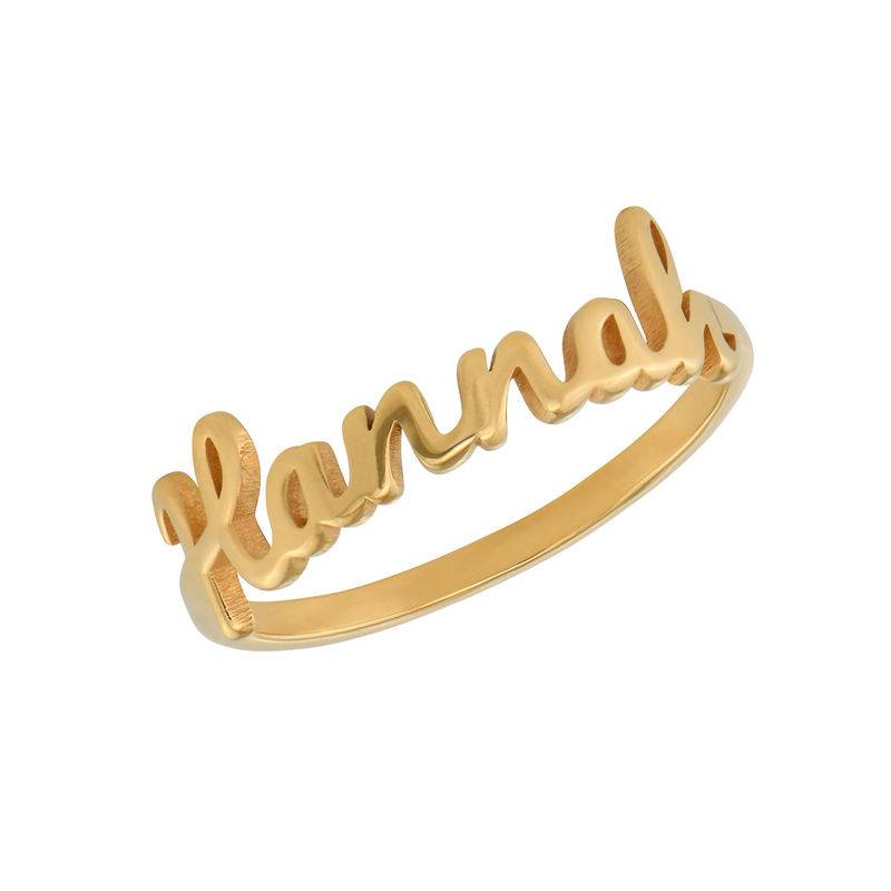 Anillo con nombre en cursiva chapado en oro-1 foto de producto