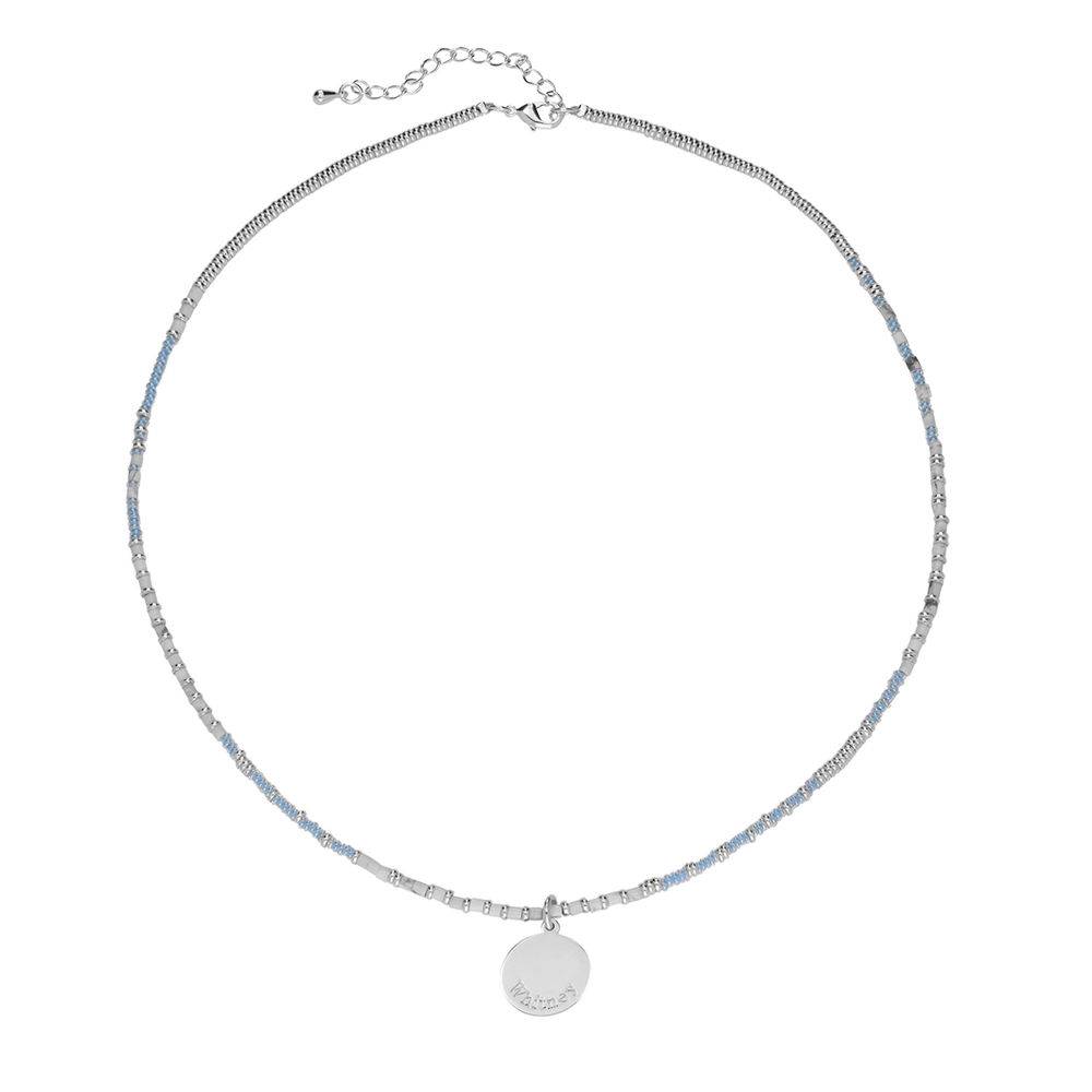 Sea Breeze Beads Necklace With Engraved Pendant in Sterling Silver-4 product photo