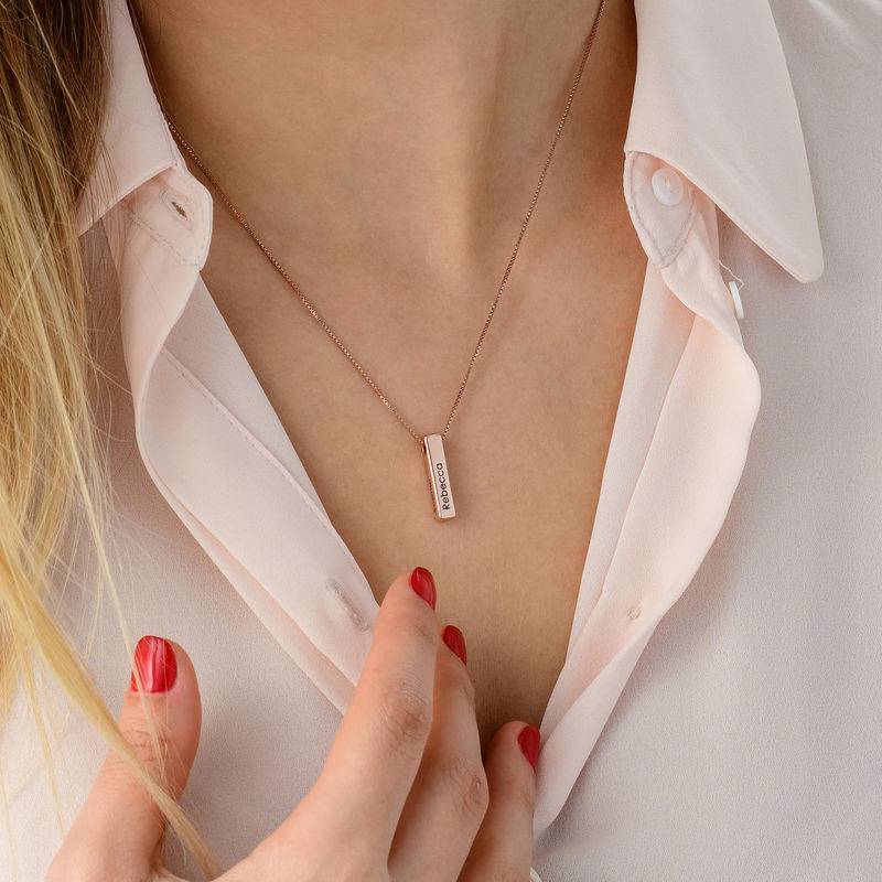 Short 3D Necklace Bar in Rose Gold Plated-7 product photo