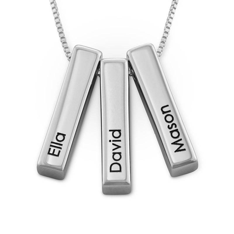 Short 3D Bar Necklace in Silver-4 product photo