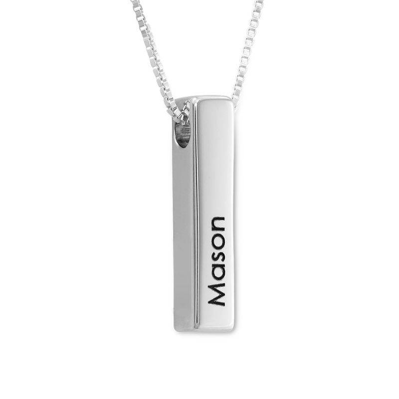 Short 3D Bar Necklace in Silver-3 product photo