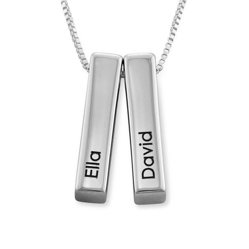 Short 3D Bar Necklace in Silver-2 product photo