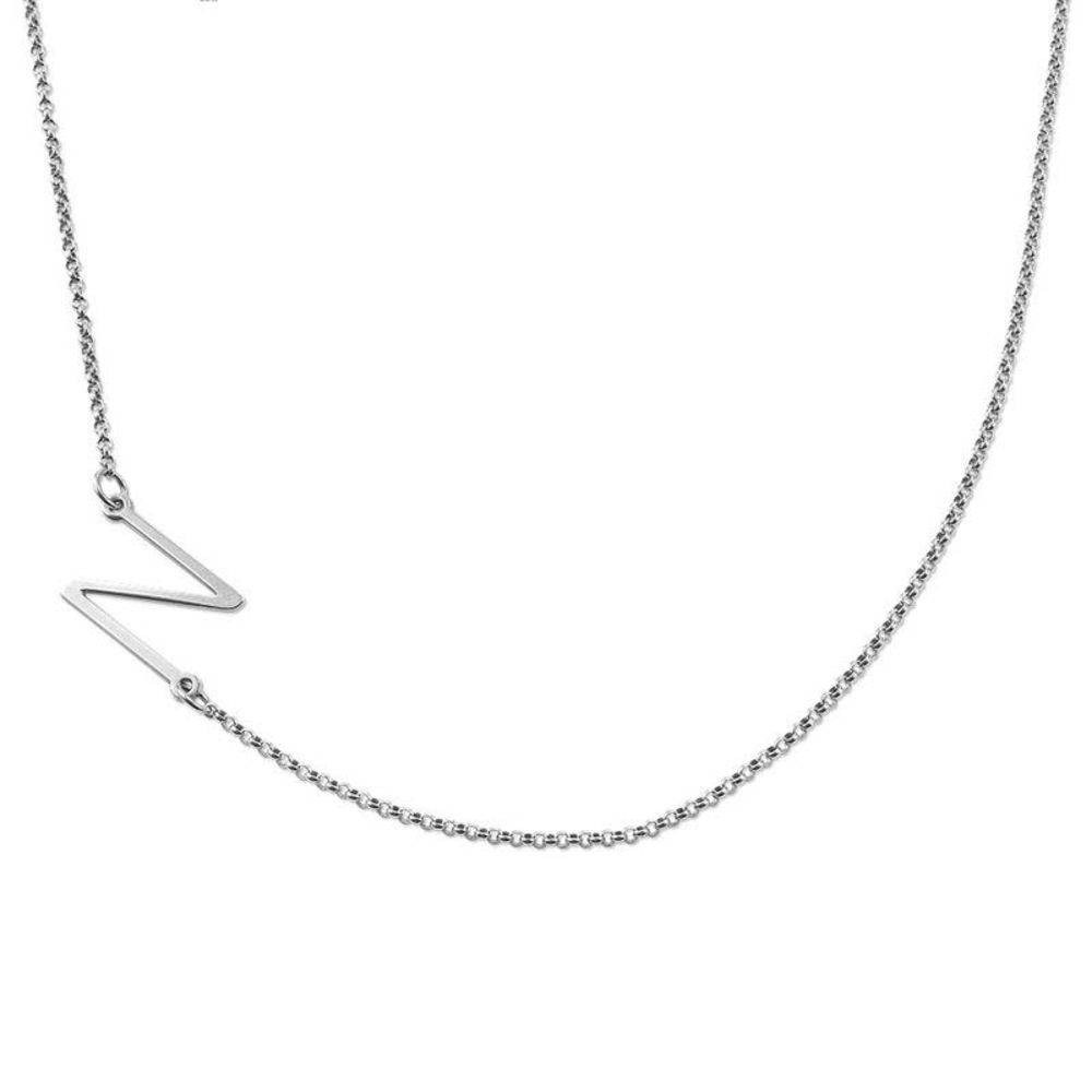 Sideways Initial Necklace in Silver product photo