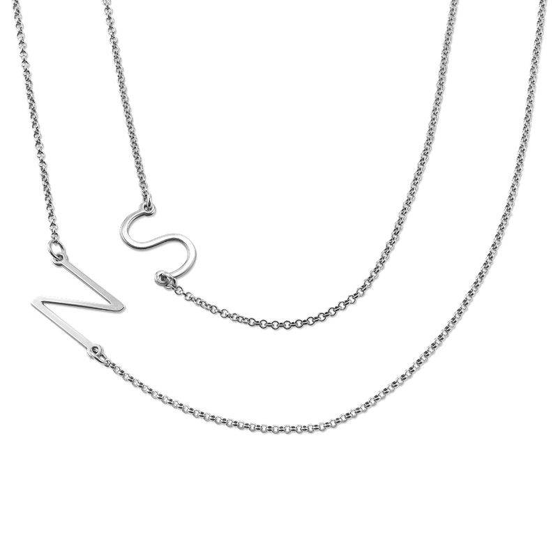 Sideways Initial Necklace in Silver product photo