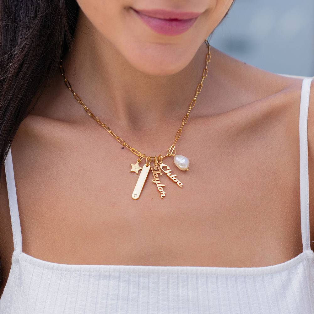 Siena Paperclip Chain Name Necklace in 18k Gold Plating-3 product photo