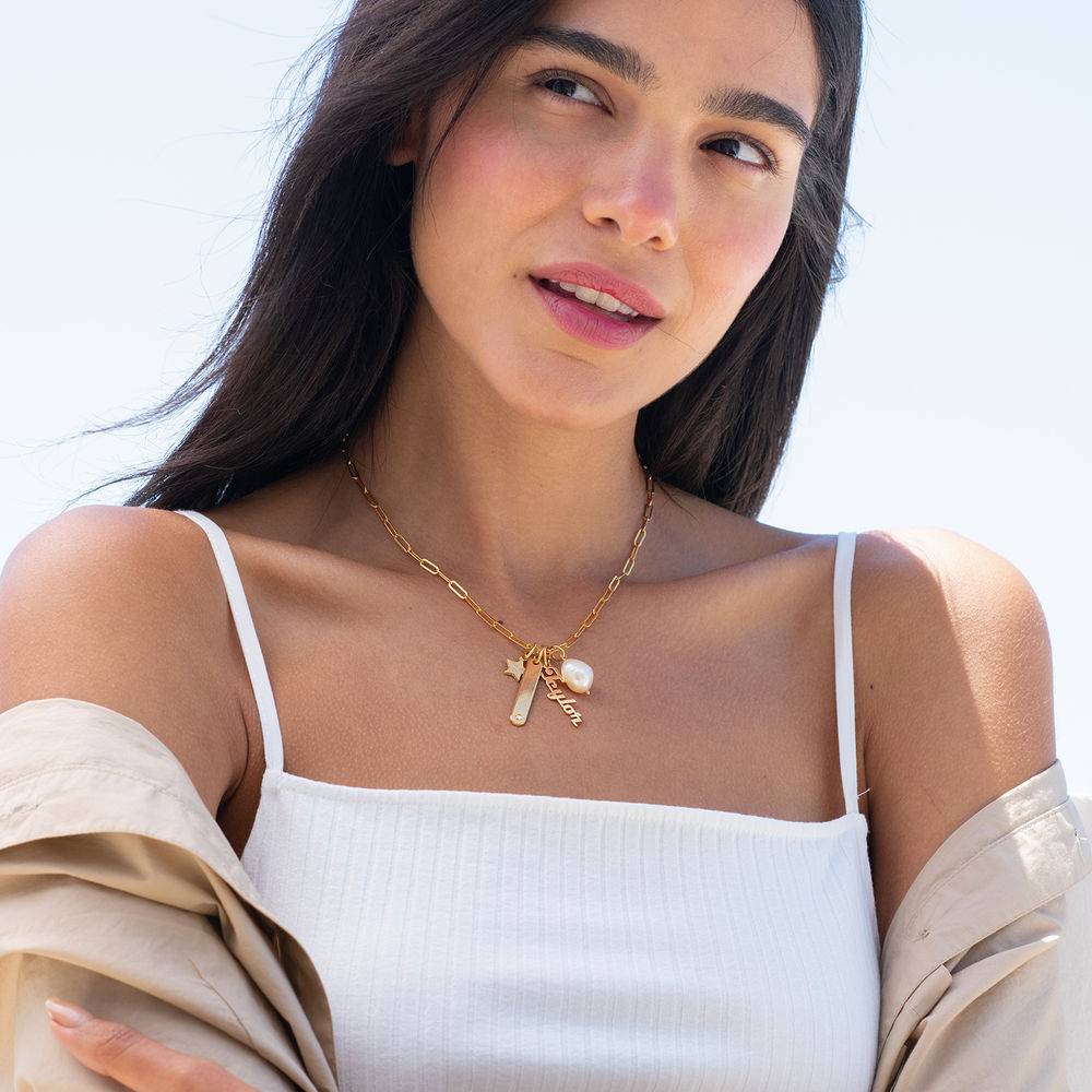Siena Paperclip Chain Name Necklace in 18k Gold Plating-4 product photo