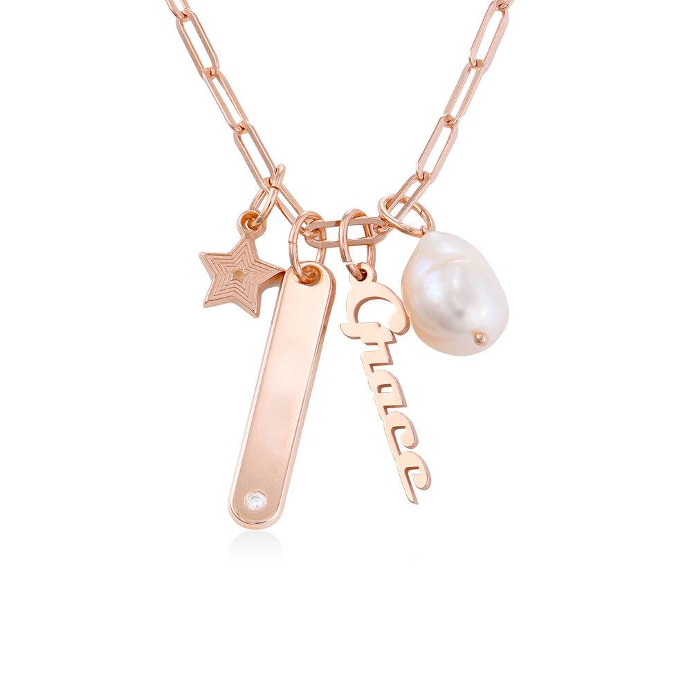 Siena Paperclip Chain Name Necklace in 18k Rose Gold Plating product photo