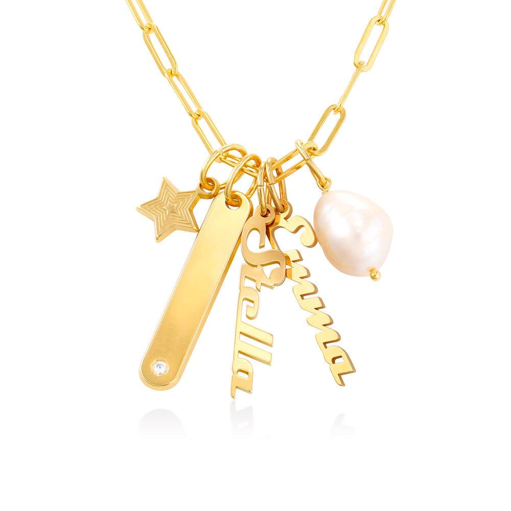 Siena Namnbricka Halsband i Guld Vermeil-2 produktbilder