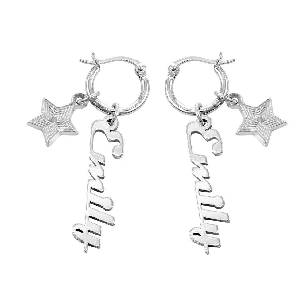 Siena Drop Name Earrings in Sterling Silver-2 product photo