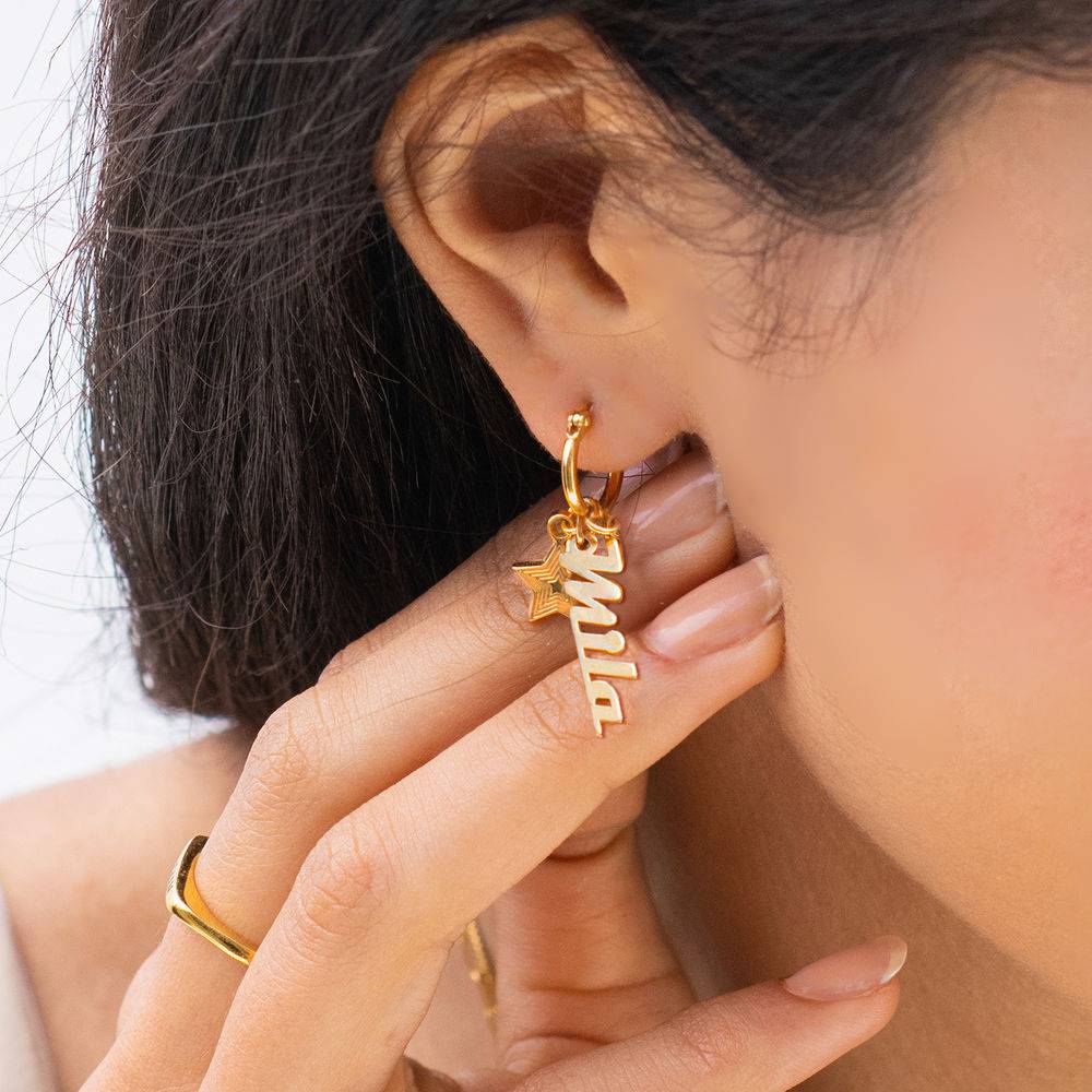 Siena Drop Name Earrings in 18ct Gold Vermeil-4 product photo