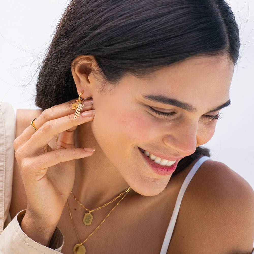 Siena Drop Name Earrings in 18ct Gold Vermeil-2 product photo