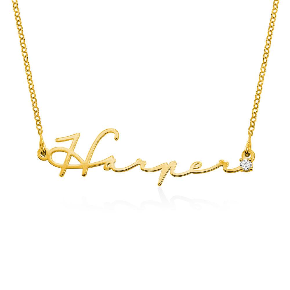 Collar de nombre de estilo firma en oro Vermeil con diamante-1 foto de producto