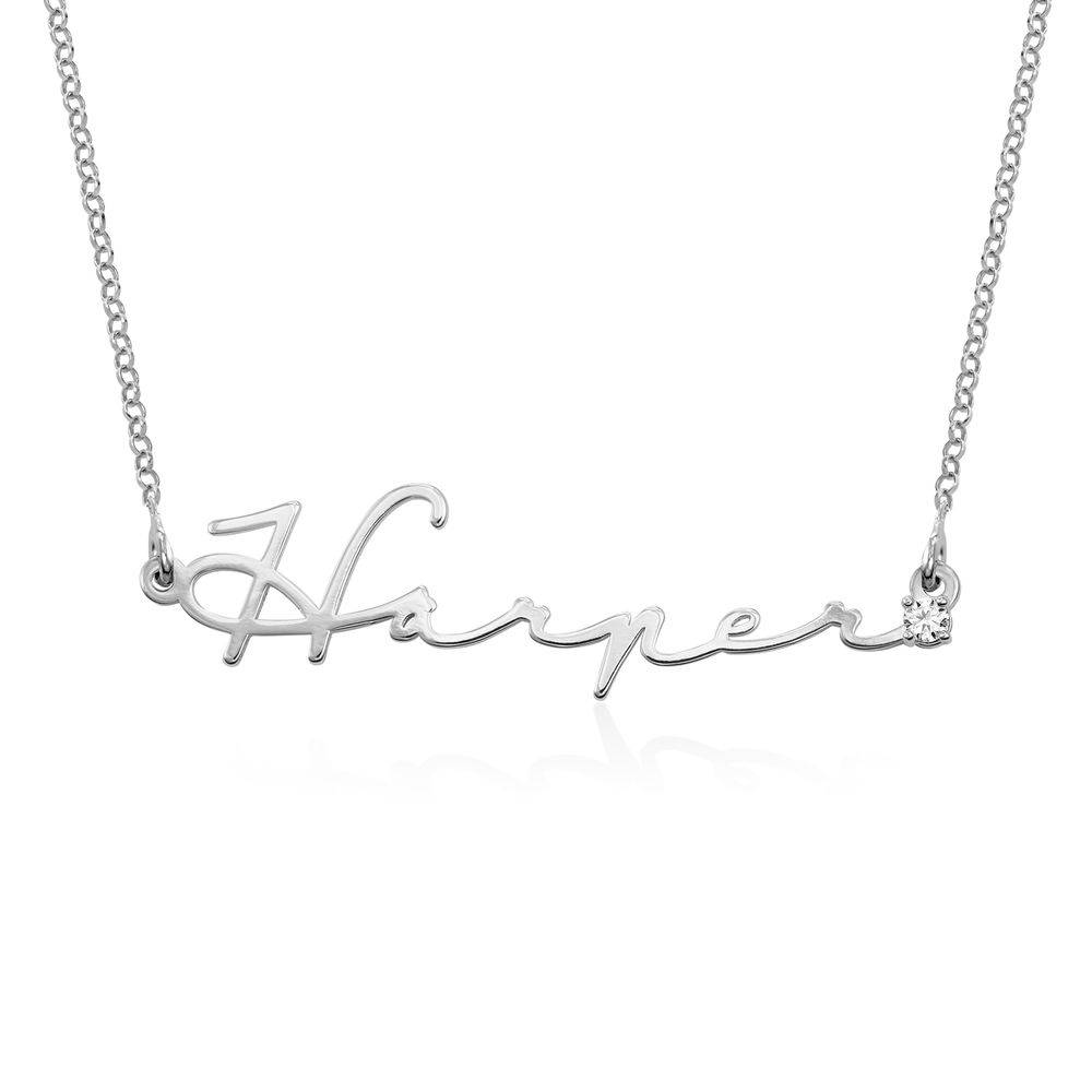 Signature Style Name Necklace with Diamond in Sterling Silver product photo