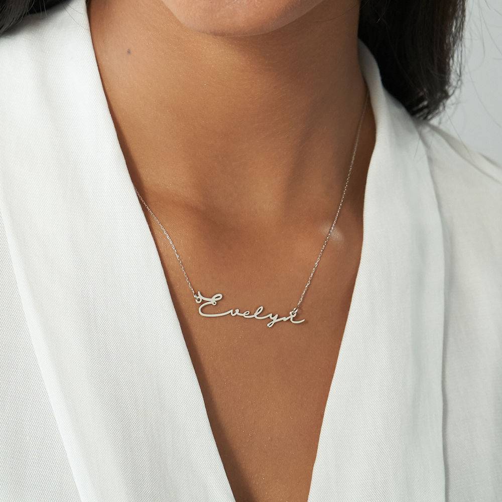 Signature Style Name Necklace in 10ct White Gold-3 product photo