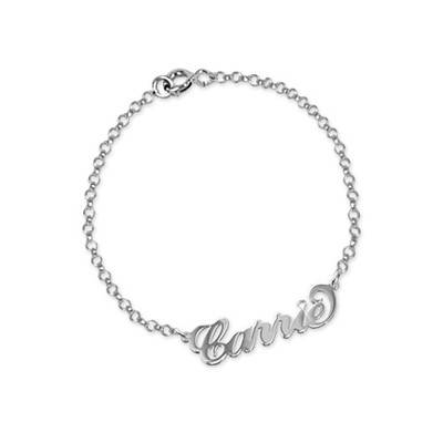 925 Zilveren "Carrie" Stijl Naam Armband / Enkelband met Kristal-1 Productfoto