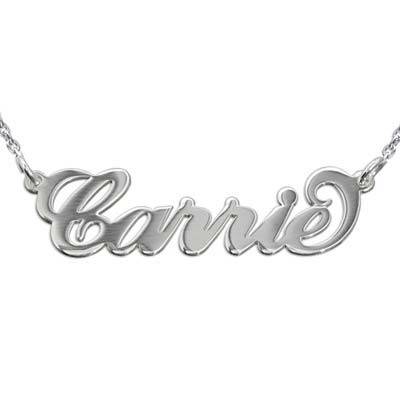Namnhalsband i Carrie stil med ärtlänkskedja i silver-1 produktbilder