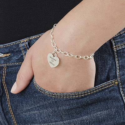 Sterling Silver Heart Charm Bracelet-1 product photo