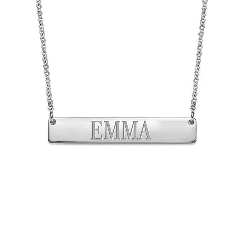 Engraved Bar Necklace in Sterling Silver-2 product photo