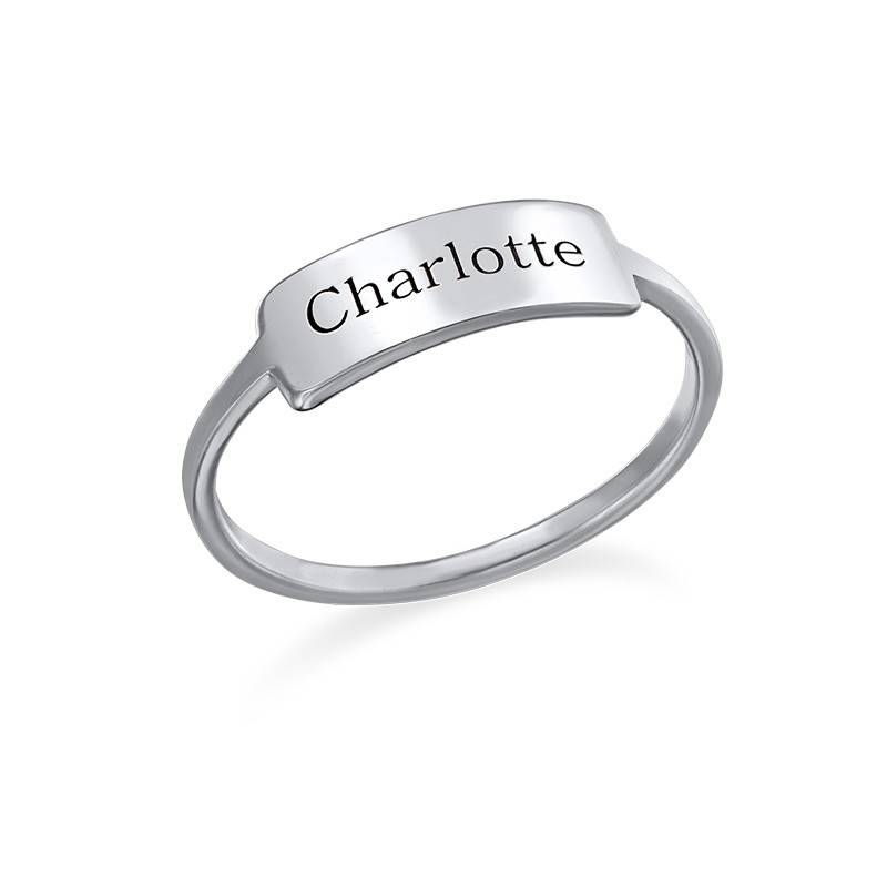 Zilveren Gegraveerde Ring met Naamplaat-1 Productfoto