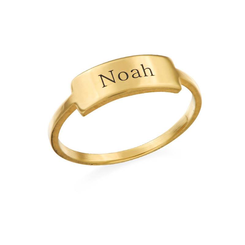 Gegraveerde Ring met Naamplaat - Goud Verguld-3 Productfoto