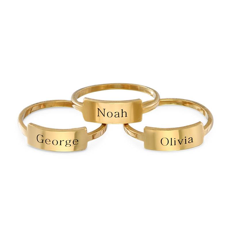 Silver Engraved Nameplate Ring - Gold Plated-4 product photo