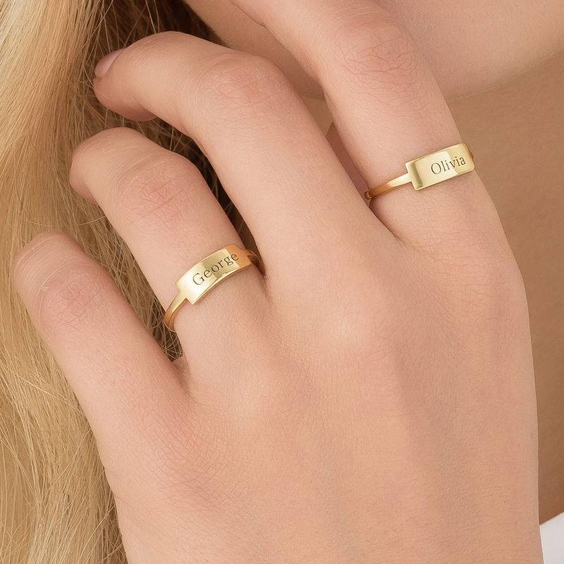 Silver Engraved Nameplate Ring in 18ct Gold Plating-1 product photo