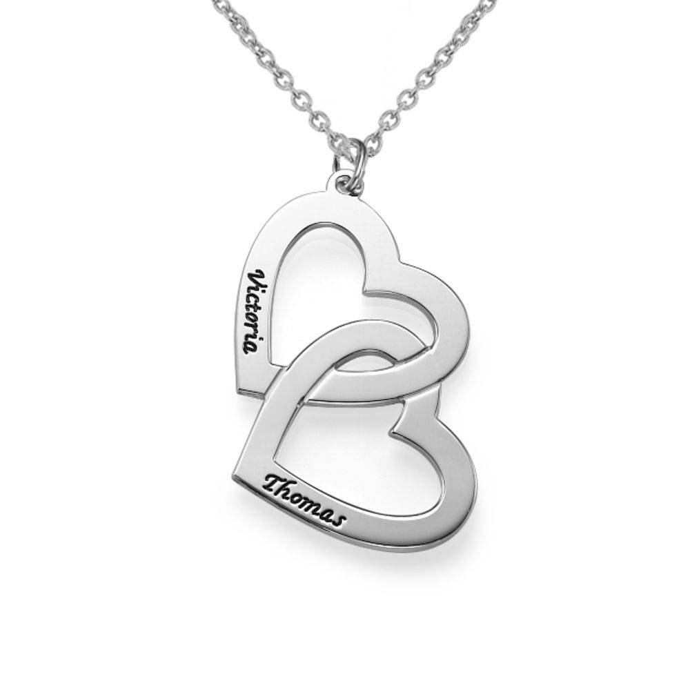 Personalised Heart Heart Necklace in Sterling Silver product photo