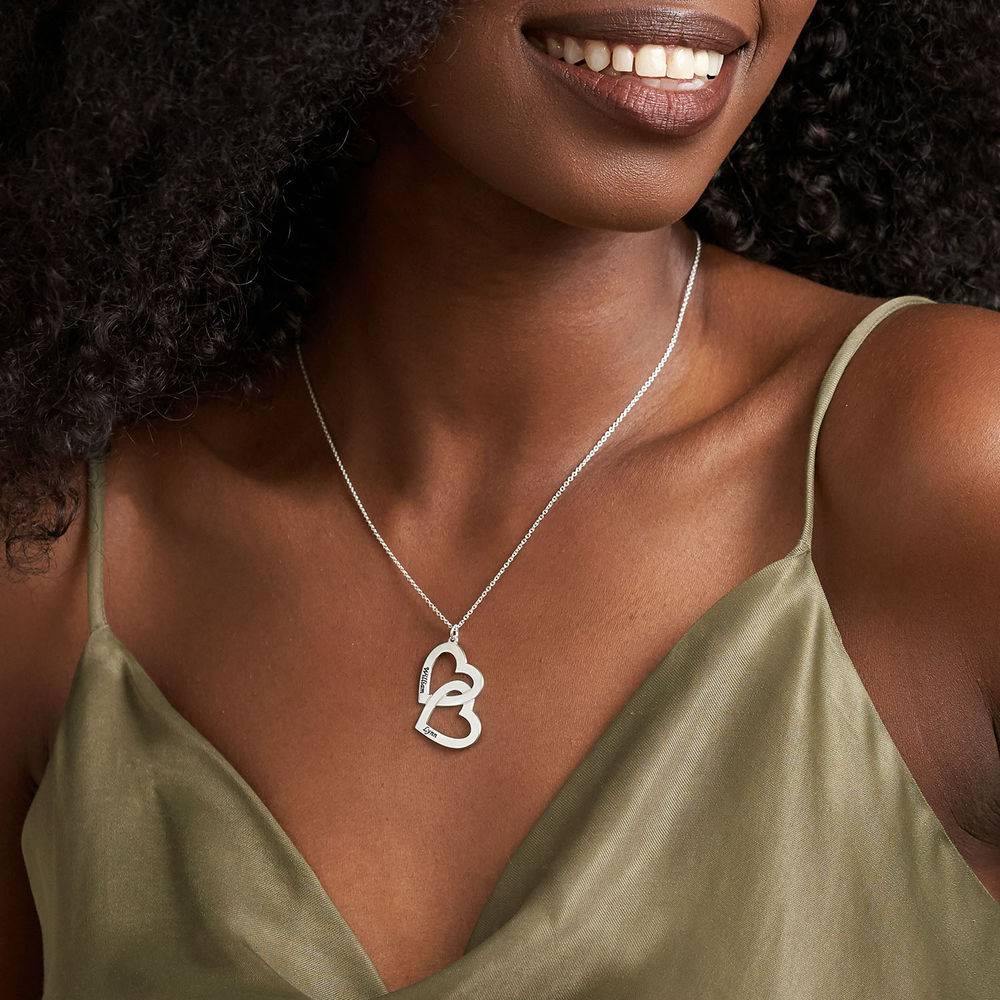 Hjerte-i-hjerte halskæde i sølv-5 produkt billede