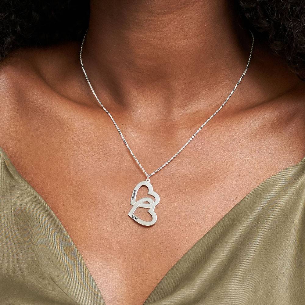 Hjerte-i-hjerte halskæde i sølv-4 produkt billede