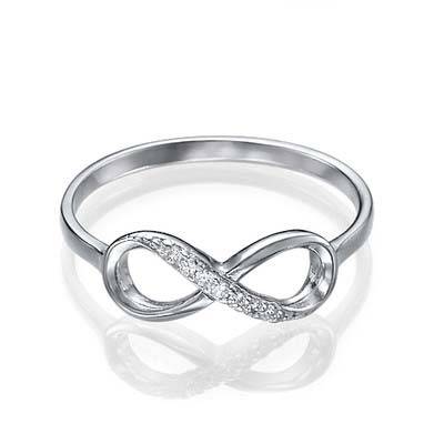 Kubische Zirkonia Infinity Symbool Ring in 925 Zilver-3 Productfoto
