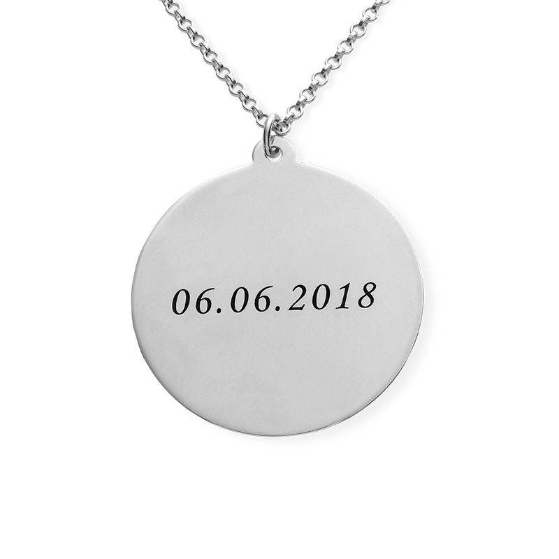Silver Round Pendant Necklace with Photo Engraved-1 product photo