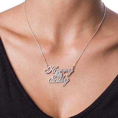Two Names & Heart Love Necklace in Sterling Silver-2 product photo