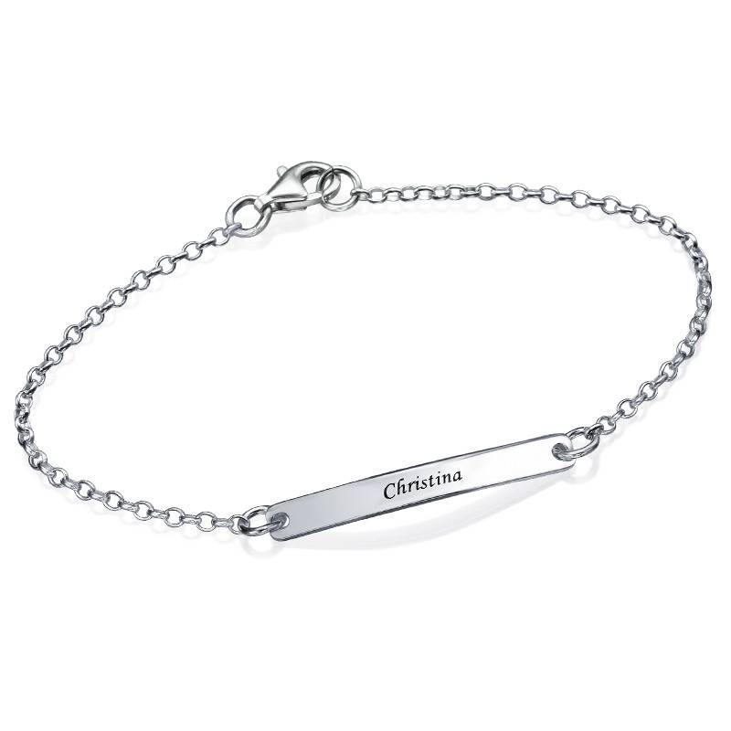 Skinny Custom Bar Bracelet in Silver product photo