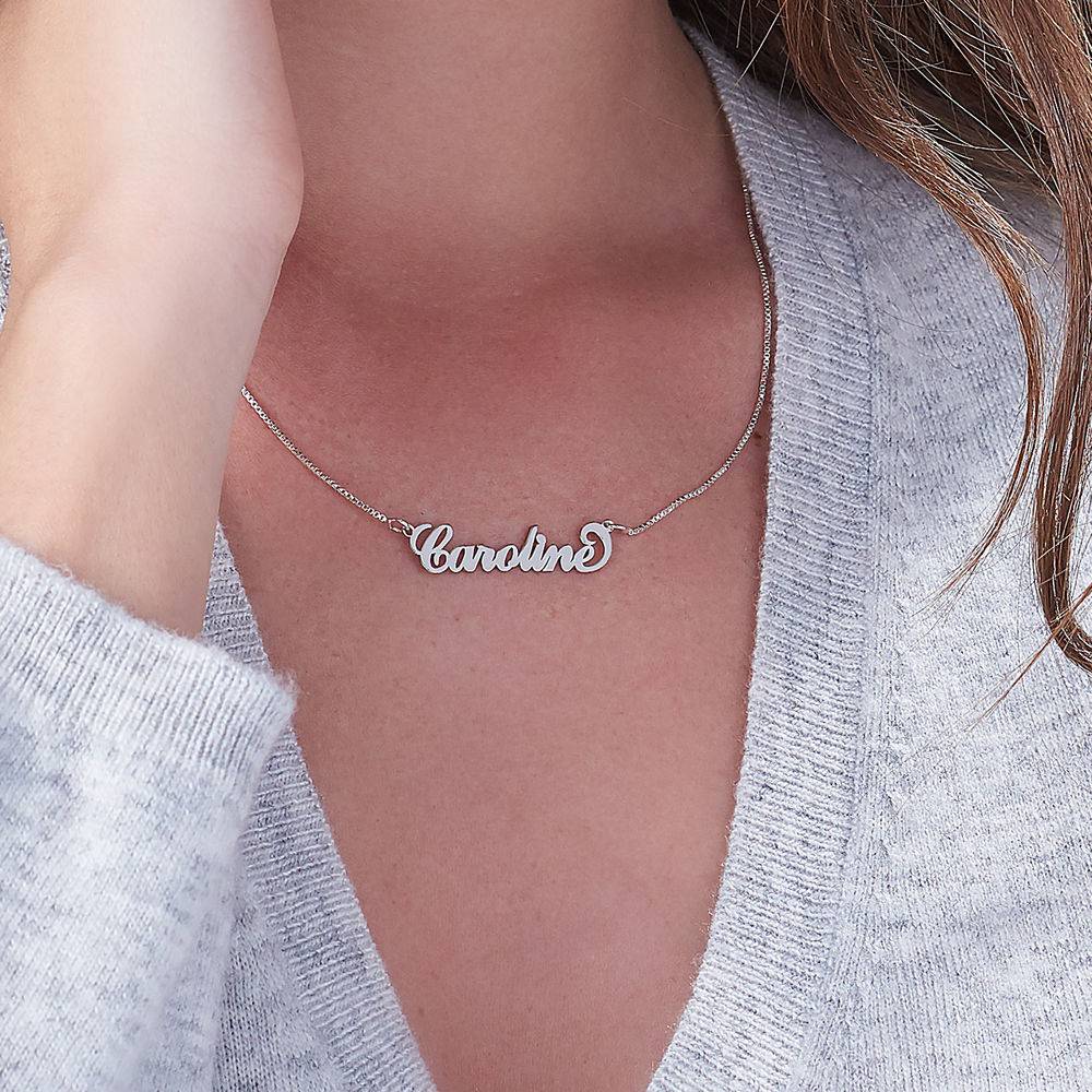 Small Carrie Name Necklace in 14ct White Gold product photo