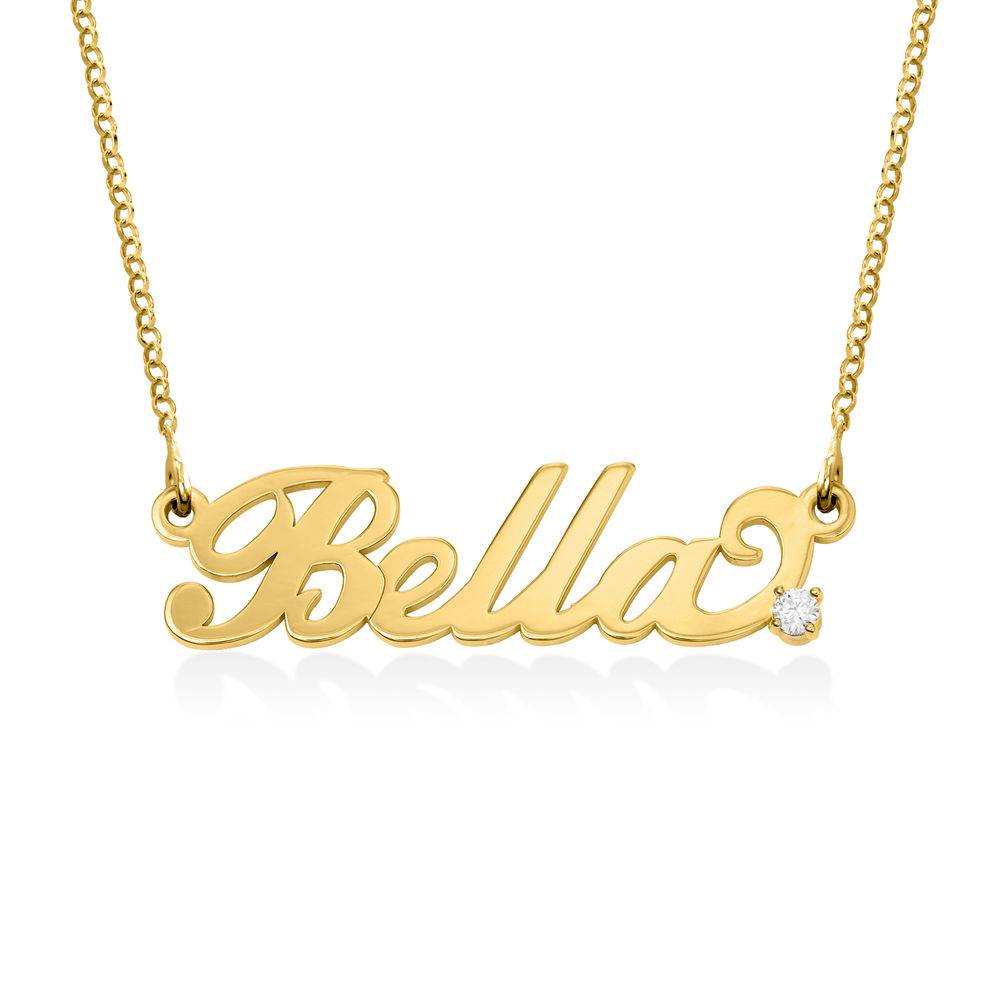 Small “Carrie” Style Name Necklace with Diamond in 18ct Gold Plating product photo