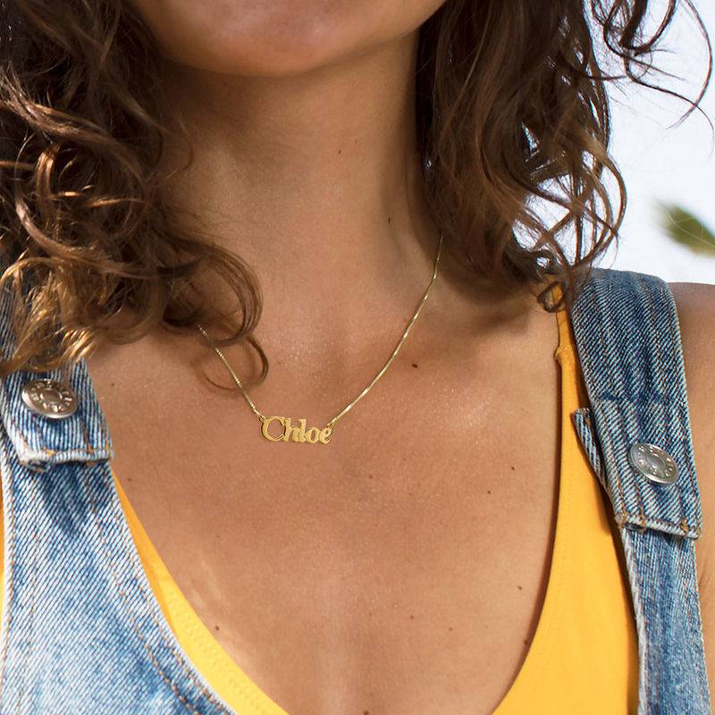 Small 18ct Gold-Plated Silver Nameplate Necklace-2 product photo