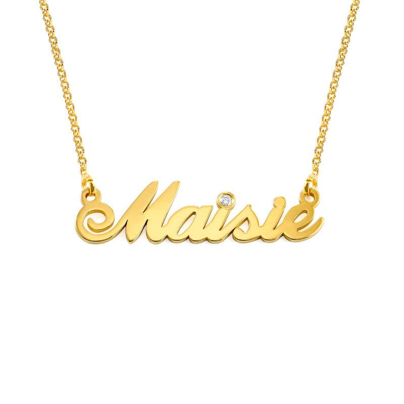 Hollywood Collar con Nombre Pequeño con Diamante en Oro Vermeil de 18K foto de producto