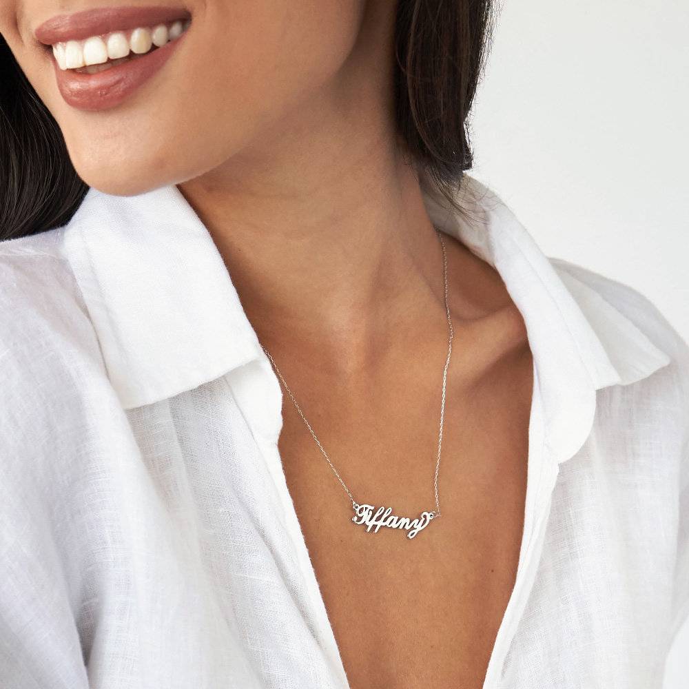 Small Carrie Style Name Necklace in 10ct White Gold-4 product photo